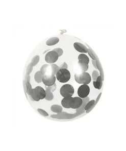 5 Ballons Confettis Argent