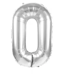 Ballon Metallique Chiffre 0 Gonflage Compris Argent 102CM