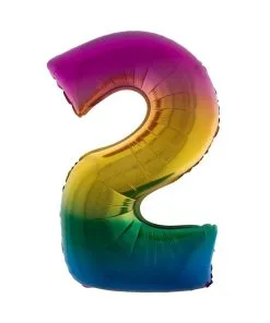 Ballon Metallique Chiffre 2 Gonflage Compris Arc En Ciel 102CM