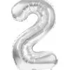 Ballon Metallique Chiffre 2 41CM Argent
