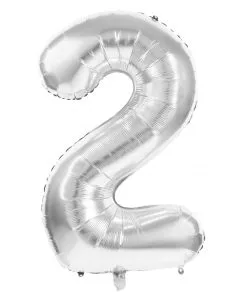 Ballon Metallique Chiffre 2 41CM Argent
