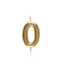 BOUGIE CHIFFRE 0 OR 9 X 4 CM