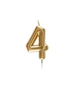 BOUGIE CHIFFRE 4 OR 9 X 4 CM