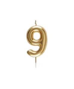 BOUGIE CHIFFRE 9 OR 9 X 4 CM