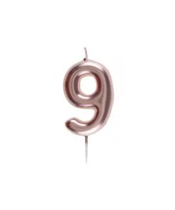 BOUGIE CHIFFRE 9 ROSE_GOLD 9 X 4 CM