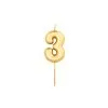 Bougie Couleur Metal Chiffre 3 Sur Pic Or 8 CM