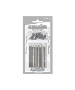 BOUGIE PAILLETTE X10 AVEC SUPPORTS ARGENT