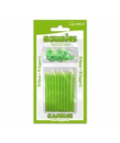 BOUGIE PAILLETTE X10 AVEC SUPPORTS VERT