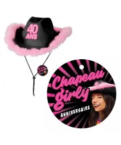 CHAPEAU GIRLY 40 ANS CHAPEAU GIRLY NOIR/ROSE