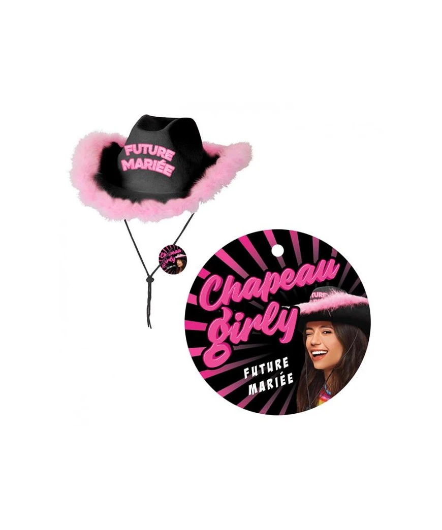 CHAPEAU MISS FUTURE MARIEE CHAPEAU GIRLY NOIR/ROSE 1 CHAPEAU MISS FUTURE MARIEE CHAPEAU GIRLY NOIR/ROSE
