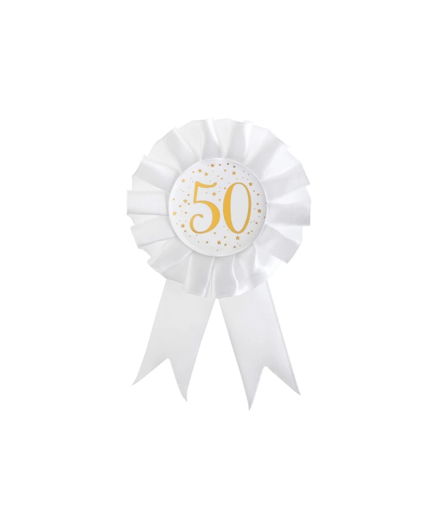 COCARDE DES ÂGES MÉTAL OR 50 ANS DIAM 8 CM 1 COCARDE DES ÂGES MÉTAL OR 50 ANS DIAM 8 CM