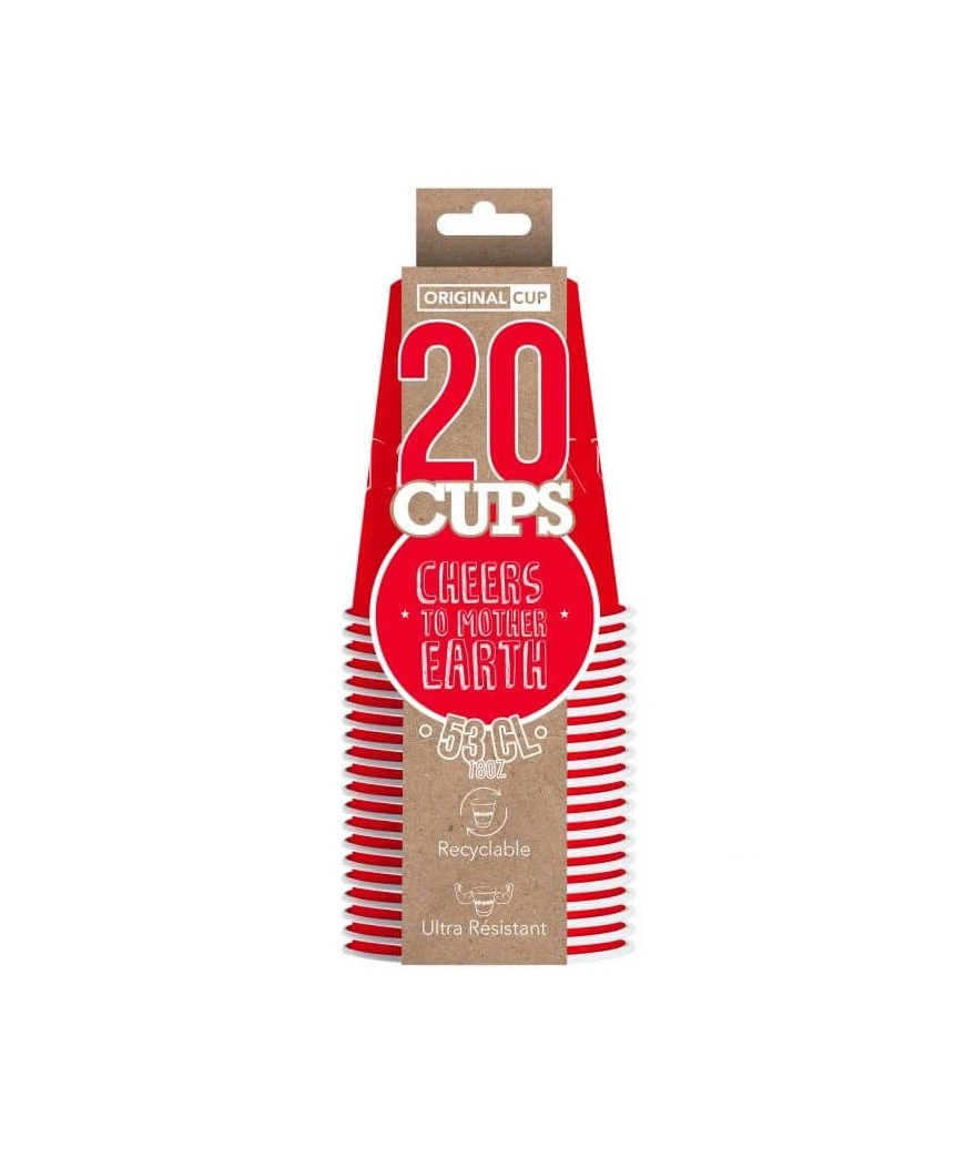 GOBELETS EN CARTON 53 CL PAQUET DE 20 ROUGE 53 CL 1 GOBELETS EN CARTON 53 CL PAQUET DE 20 ROUGE 53 CL