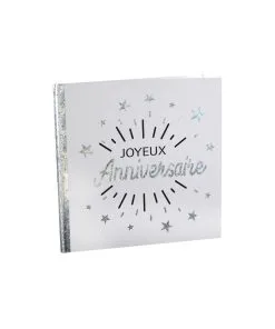 LIVRE D' OR JOYEUX ANNIVERSAIRE JOYEUX ANNIVERSAIRE ARGENT 24 X 24 CM
