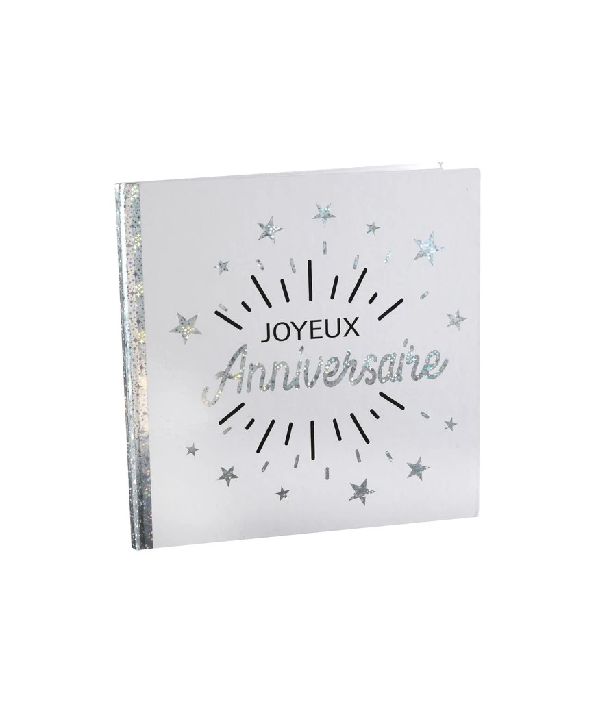 LIVRE D' OR JOYEUX ANNIVERSAIRE JOYEUX ANNIVERSAIRE ARGENT 24 X 24 CM 1 LIVRE D' OR JOYEUX ANNIVERSAIRE JOYEUX ANNIVERSAIRE ARGENT 24 X 24 CM