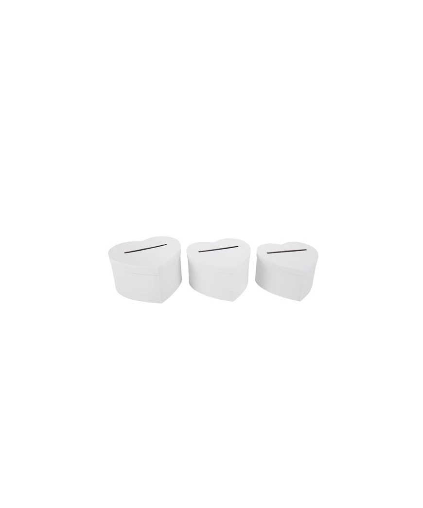 Lot De 3 Urnes Coeur Blanches 22CM/23.5CM/25CM 1 Lot De 3 Urnes Coeur Blanches 22CM/23.5CM/25CM