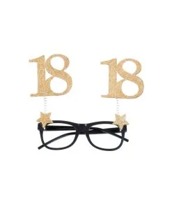 LUNETTES 18 ANS LUNETTES PAILLETEES OR 15X16CM