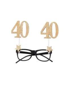 LUNETTES 40 ANS LUNETTES PAILLETEES OR 15X16CM