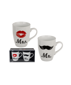 Mug Mr & Mrs X2 10X8CM - New Bone China