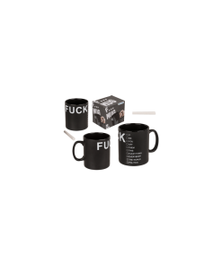 Mug Noir F..ck + Craie (12x11cm -faience)