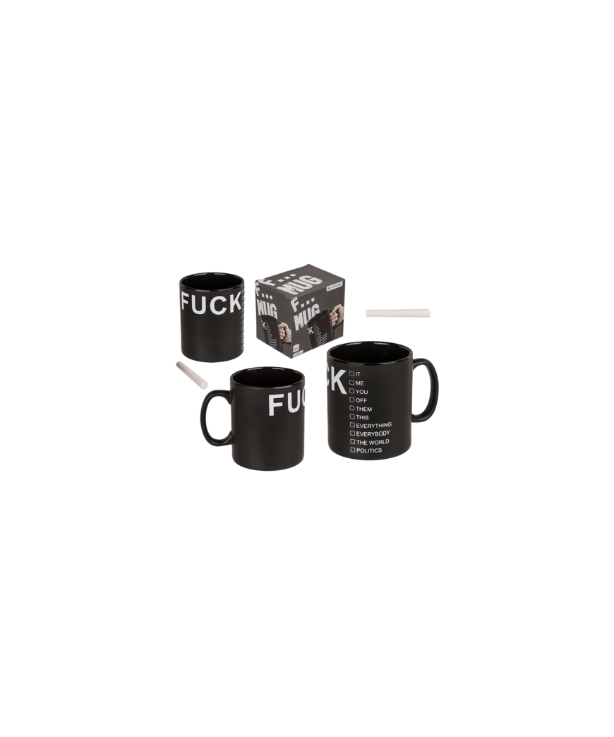 Mug Noir F..ck + Craie (12x11cm -faience) 1 Mug Noir F..ck + Craie (12x11cm -faience)
