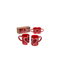 Mugs Jumeaux Rouge Coeur (9cm - Faience)