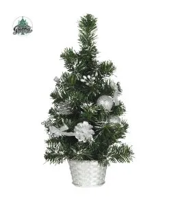 Sapin Décoré Argent 40CM Enneigé