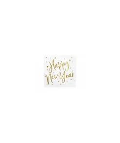 Serviettes Happy New Year 33CM Blanc X12